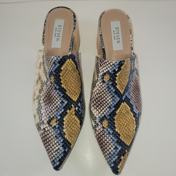 NWOT Steven by Steve Madden Faux Snakeskin Pointed Mule Heels 7.5 - Picture 3 of 7